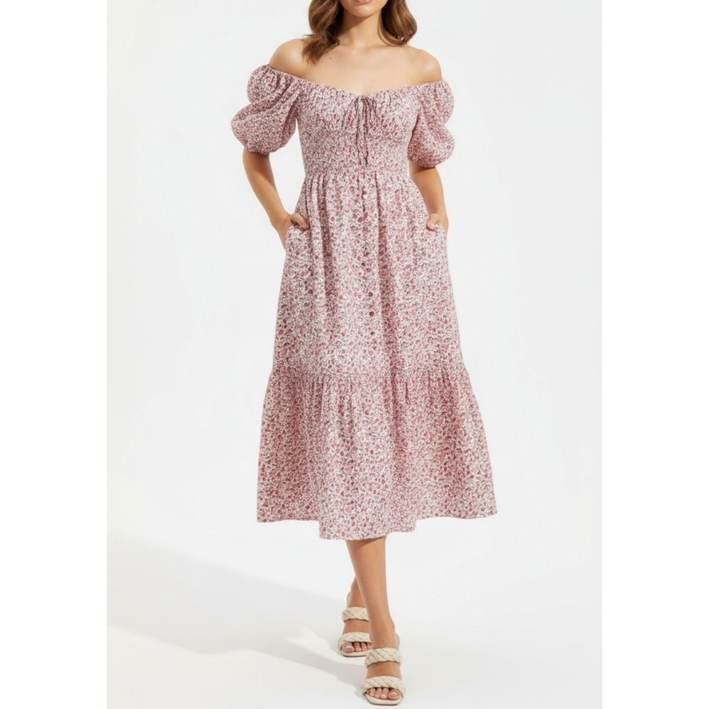 PINK CITY PRINTS Sweetheart Rah Rah Dress, Scarlet Forest, XS